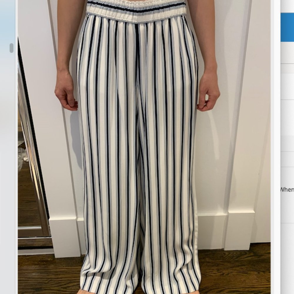 Women's Straight Leg Flowy Striped Pinsuit Pants
